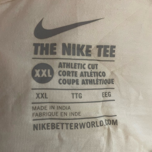 Men's 2XL Nike White Athletic Cut Tee with Red and Gray Checkmark Logo - Tags On - Picture 3 of 5